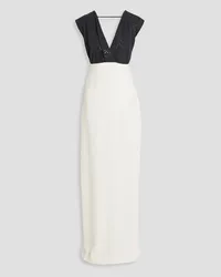 Brunello Cucinelli Jersey-paneled embellished silk-crepe gown - White White