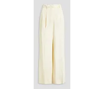 Carmel pleated satin cargo pants - White