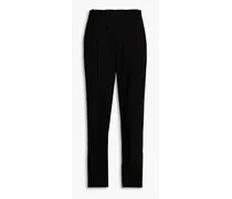 Cropped twill tapered pants - Black