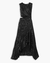 Stella McCartney Cutout metallic jacquard midi dress - Black Black