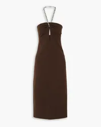 ATTICO Giona cutout stretch-jersey halterneck midi dress - Brown Brown