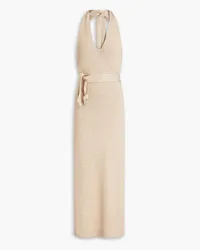 NICHOLAS Harissa belted cotton-blend halterneck midi dress - Neutral Neutral