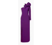 One-sleeve ruffled cady gown - Purple