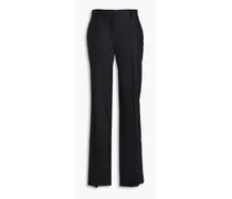 Wool-blend twill straight-leg pants - Black