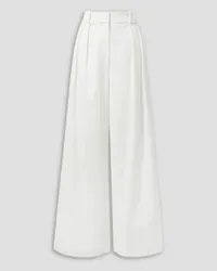 KHAITE Rico pleated twill wide-leg pants - White White