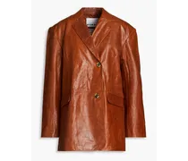 Bolette oversized distressed leather blazer - Brown