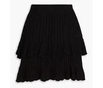 Virginia layered ribbed-knit mini skirt - Black