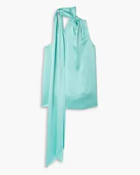 LAPOINTE One-shoulder draped satin top - Blue Blue