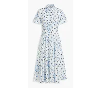 Jody floral-print Swiss-dot cotton-blend midi shirt dress - Blue