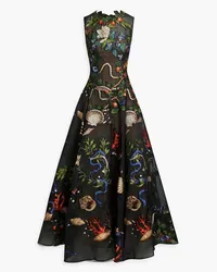 Oscar de la Renta Embroidered fil coupé organza gown - Black Black