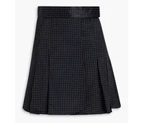 Harvey pleated cotton-blend satin mini wrap skirt - Black
