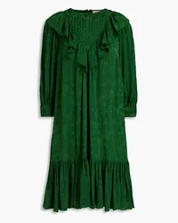 byTiMo Ruffled jacquard mini shirt dress - Green Green