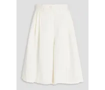Pleated linen and silk-blend skirt - White