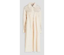 Oversized linen midi shirt dress - White