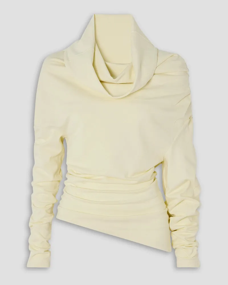 A.W.A.K.E. Asymmetric draped cotton-jersey top - White White