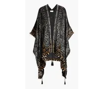 Crystal-embellished velvet kimono - Black