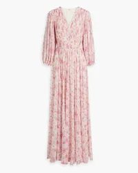 Mikael Aghal Wrap-effect floral-print chiffon maxi dress - Pink Pink