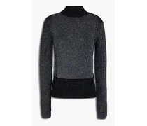 Metallic ribbed merino wool-blend turtleneck sweater - Blue