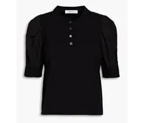 Poplin-paneled cotton-jersey top - Black