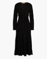 REJINA PYO Irena crinkled cotton-blend jacquard midi wrap dress - Black Black