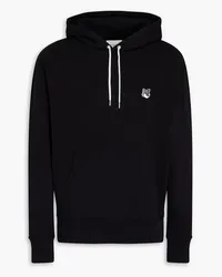 Kitsuné Appliquéd French cotton-terry hoodie - Black Black