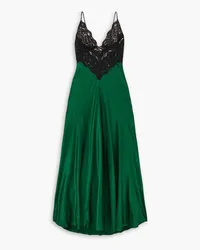 Rodarte Silk-satin and cotton-blend lace maxi dress - Green Green