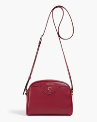 Ferragamo Pebbled-leather shoulder bag - Burgundy Burgundy