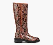 Beda snake-effect leather knee boots - Pink