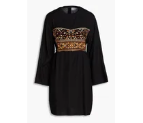 Bettina embroidered crepe mini dress - Black