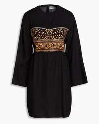 Antik Batik Bettina embroidered crepe mini dress - Black Black