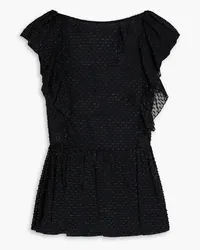 RED Valentino Open-back ruffled fil coupè top - Black Black