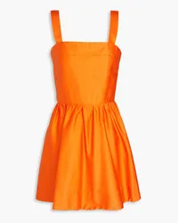 Alice + Olivia Alice Olivia - Gathered cotton-blend mini dress - Orange Orange