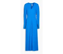 Pleated crepe midi dress - Blue