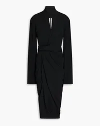 Rick Owens Draped crepe wrap midi dress - Black Black