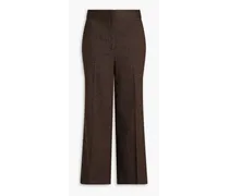 Cropped twill wide-leg pants - Brown
