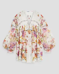 Camilla Crystal-embellished printed silk-chiffon blouse - White White