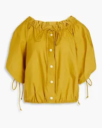 Tory Burch Gathered cotton-poplin blouse - Yellow Yellow