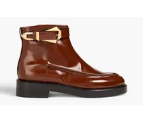 Glossed-leather ankle boots - Brown