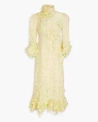 Zimmermann Embellished cotton-blend lace midi dress - Yellow Yellow