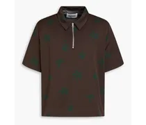 Stretch-jacquard polo shirt - Brown