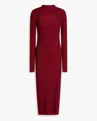 NICHOLAS Karita metallic ribbed-knit shrug and midi dress set - Burgundy Burgundy