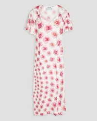 Vivetta Cutout bow-embellished floral-print crepe midi dress - Pink Pink