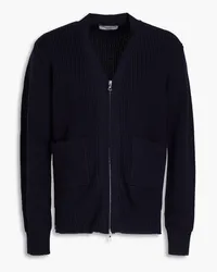 Officine Generale Ribbed merino wool zip-up cardigan - Blue Blue