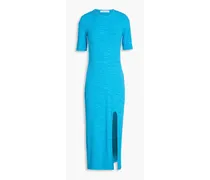 Space-dyed ribbed ECOVERO-blend jersey midi dress - Blue
