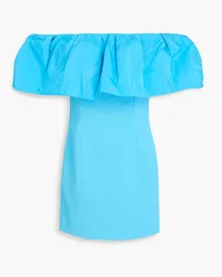 Rebecca Vallance Cecily ruffled taffeta-paneled cloqué mini dress - Blue Blue