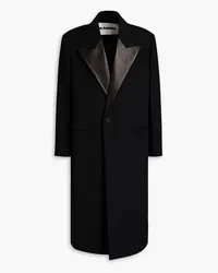 Jil Sander Leather- trimmed grain de poudre wool coat - Black Black