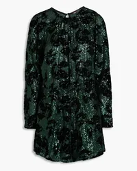 Maje Sequined flocked tulle playsuit - Green Green