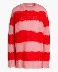 Acne Studios Kalia distressed striped intarsia-knit sweater - Pink Pink