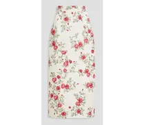 Lorinda floral-print satin midi skirt - White