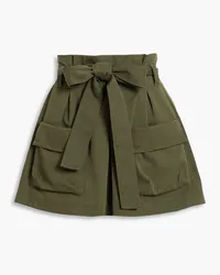 RED Valentino Belted cotton and wool-blend twill shorts - Green Green